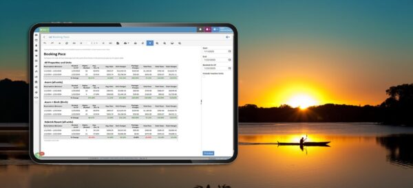 Screenshot of the Booking Pace report inside rezStream Cloud.