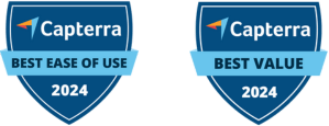 2024 Capterra badges for "Best Ease of Use" and "Best Value"