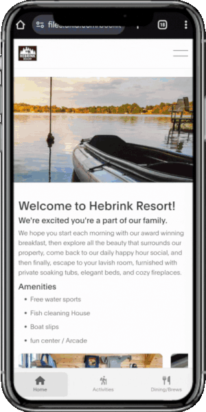 Example of resort guidebook sent to a guest via SMS.