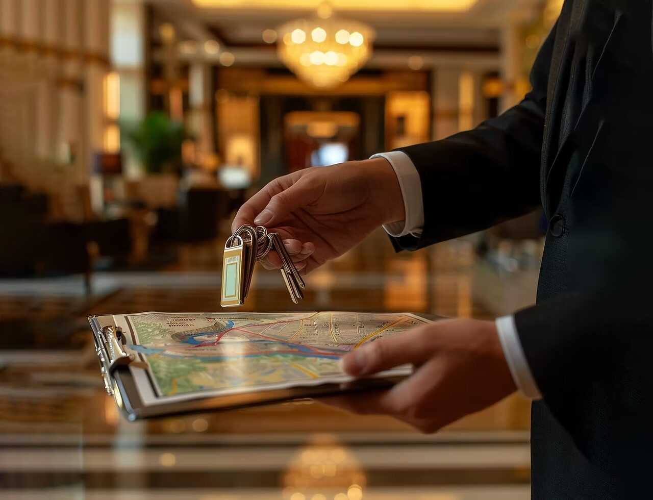 Hotel keys being handed over during a new property transition at an independent lodging business