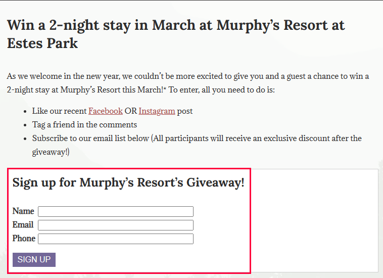 Create a contest and ask for their email.